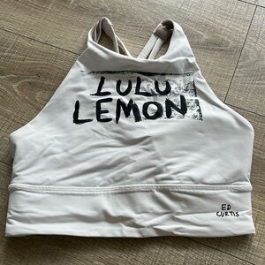 lululemon cross back white sports bra/crop top